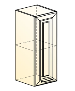 Навесной кухонный шкаф Атланта L300 Н720 (1 дв. гл.) эмаль (белый/сливки патина платина) в Элисте - предосмотр 1