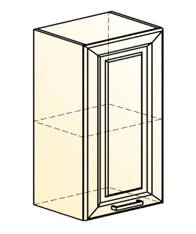 Шкаф на кухню Атланта L400 Н720 (1 дв. гл.) эмаль (белый/белый глянец патина золото) в Элисте - изображение 1