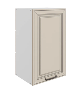 Кухонный шкаф Атланта L400 Н720 (1 дв. гл.) эмаль (белый/сливки патина платина) в Элисте - предосмотр