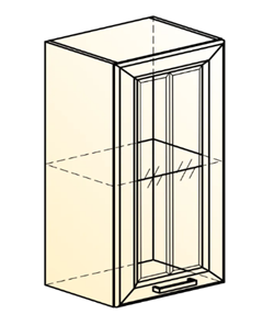 Кухонный шкаф Атланта L400 Н720 (1 дв. рам.) эмаль (белый/белый глянец патина золото) в Элисте - предосмотр 1