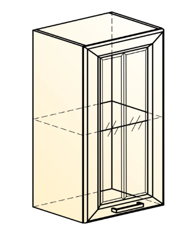 Кухонный шкаф Атланта L400 Н720 (1 дв. рам.) эмаль (белый/белый глянец патина золото) в Элисте - изображение 1