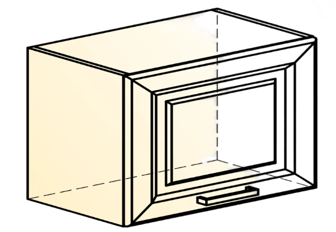 Настенный шкаф Атланта L500 Н360 (1 дв. гл.) эмаль (белый/белый глянец патина золото) в Элисте - изображение 1