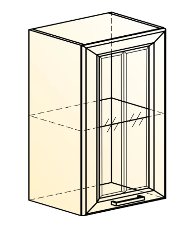Шкаф настенный Атланта L500 Н720 (1 дв. рам.) эмаль (белый/белый глянец патина золото) в Элисте - изображение 1