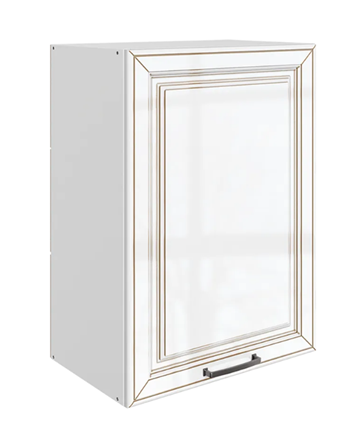 Кухонный шкаф Атланта L500 Н720 (1 дв. гл.) эмаль (белый/белый глянец патина золото) в Элисте - изображение