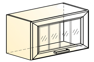 Навесной шкаф Атланта L600 Н360 (1 дв. рам.) эмаль (белый/белый глянец патина золото) в Элисте - предосмотр 1