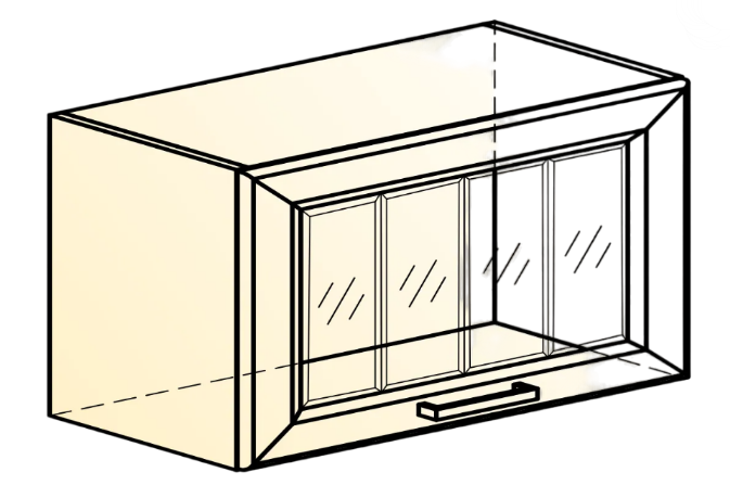 Навесной шкаф Атланта L600 Н360 (1 дв. рам.) эмаль (белый/белый глянец патина золото) в Элисте - изображение 1