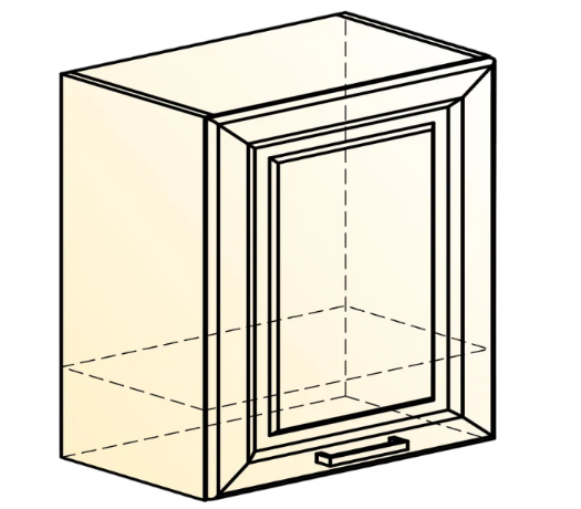 Кухонный навесной шкаф Атланта L600 Н566 (1 дв. гл.) эмаль (белый/белый глянец патина золото) в Элисте - изображение 1