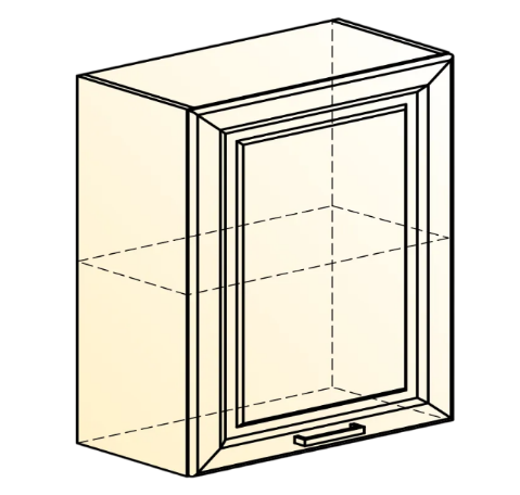 Настенный шкаф Атланта L600 Н720 (1 дв. гл.) эмаль (белый/сливки патина платина) в Элисте - изображение 1