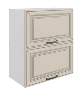 Шкаф кухонный Атланта L600 Н720 (2 дв. гл. гориз.) эмаль (белый/сливки патина платина) в Элисте