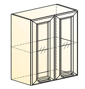 Шкаф на кухню Атланта L600 Н720 (2 дв. рам.) эмаль (белый/белый глянец патина золото) в Элисте - предосмотр 1