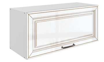 Навесной кухонный шкаф Атланта L800 Н360 (1 дв. гл.) эмаль (белый/белый глянец патина золото) в Элисте - предосмотр