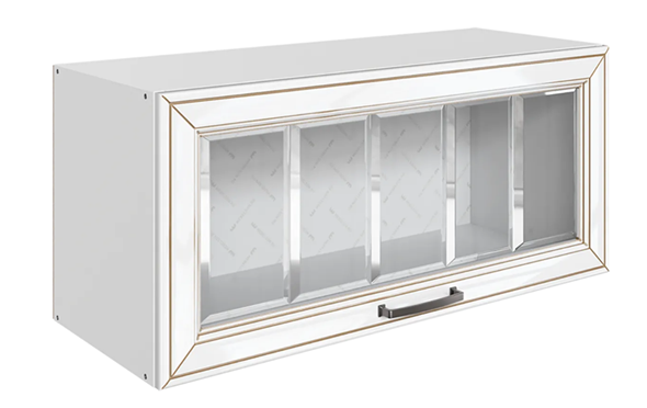 Кухонный шкаф Атланта L800 Н360 (1 дв. рам.) эмаль (белый/белый глянец патина золото) в Элисте - изображение