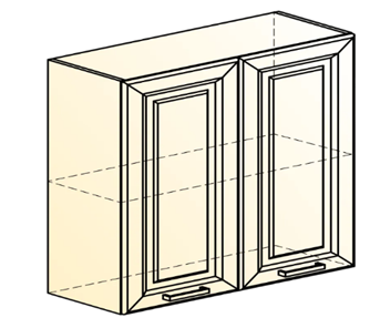 Навесной шкаф Атланта L800 Н720 (2 дв. гл.) эмаль (белый/белый глянец патина золото) в Элисте - предосмотр 1