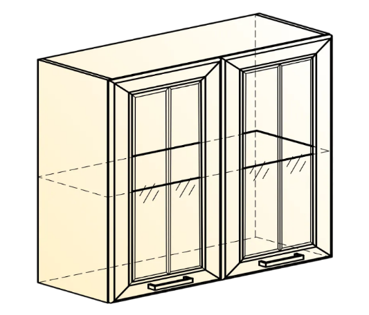 Шкаф кухонный Атланта L800 Н720 (2 дв. рам.) эмаль (белый/белый глянец патина золото) в Элисте - изображение 1