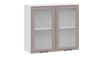 Навесной шкаф Белладжио 1В8С (Белый, Софт капучино) в Элисте - предосмотр