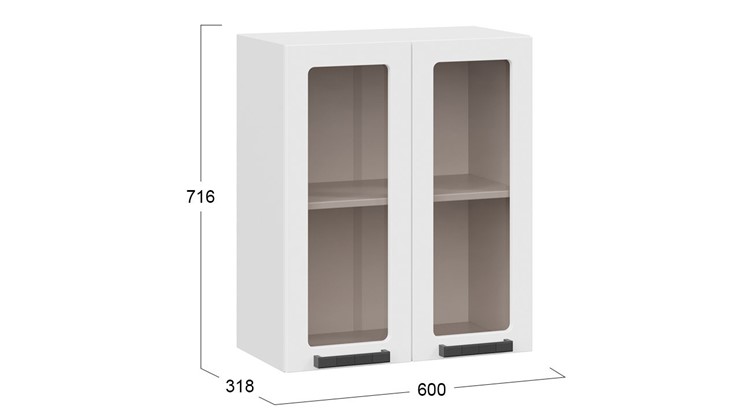 Навесной кухонный шкаф Детройт исп. 2 1В6С (Белый/Белый глянец) в Элисте - изображение 2