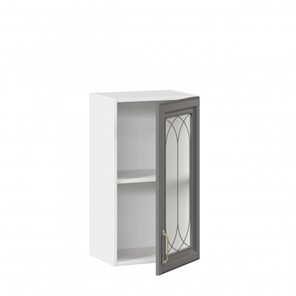 Кухонный навесной шкаф Джелатто 400 со стеклом ЛД 241.320.000.102, Белый/Оникс серый в Элисте - предосмотр 1