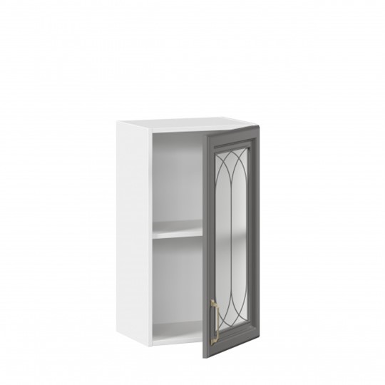 Кухонный навесной шкаф Джелатто 400 со стеклом ЛД 241.320.000.102, Белый/Оникс серый в Элисте - изображение 1