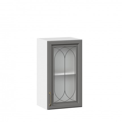 Кухонный навесной шкаф Джелатто 400 со стеклом ЛД 241.320.000.102, Белый/Оникс серый в Элисте - изображение