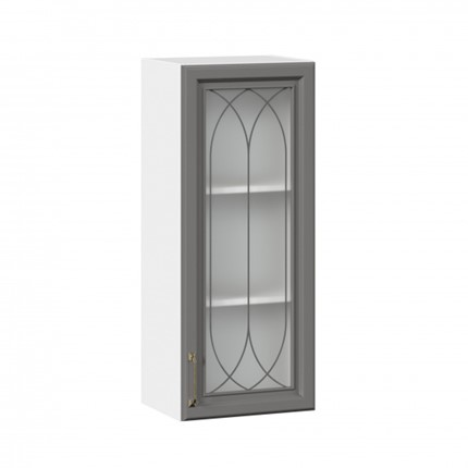 Кухонный навесной шкаф Джелатто 400 высокий со стеклом ЛД 241.420.000.110, Белый/Оникс серый в Элисте - изображение