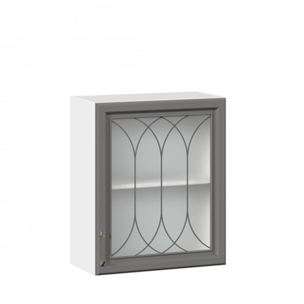 Кухонный навесной шкаф Джелатто 600 со стеклом ЛД 241.350.000.105, Белый/Оникс серый в Элисте - изображение