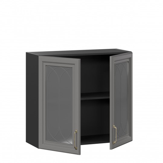Шкаф на кухню Джелатто 800 со стеклом ЛД 241.360.000.149, Черный/Оникс серый в Элисте - изображение 1