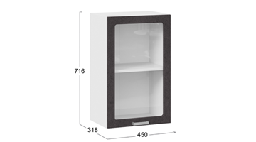Настенный шкаф Гранита 1В45С (Белый/Бетон графит) в Элисте - предосмотр 2