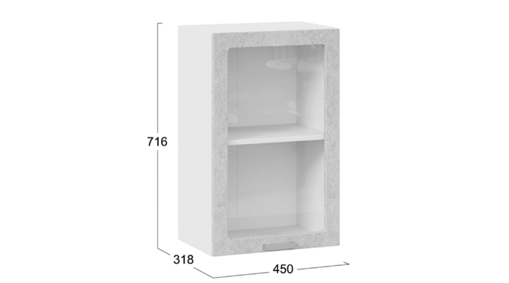 Шкаф на кухню Гранита 1В45С (Белый/Бетон снежный) в Элисте - изображение 2