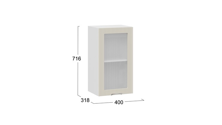 Шкаф навесной Кимберли 1В4С (Белый, Крем) в Элисте - изображение 2
