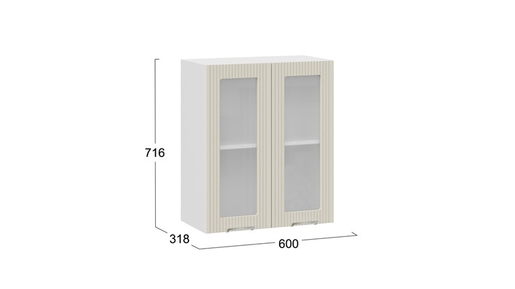 Навесной кухонный шкаф Кимберли 1В6С (Белый, Крем) в Элисте - изображение 2