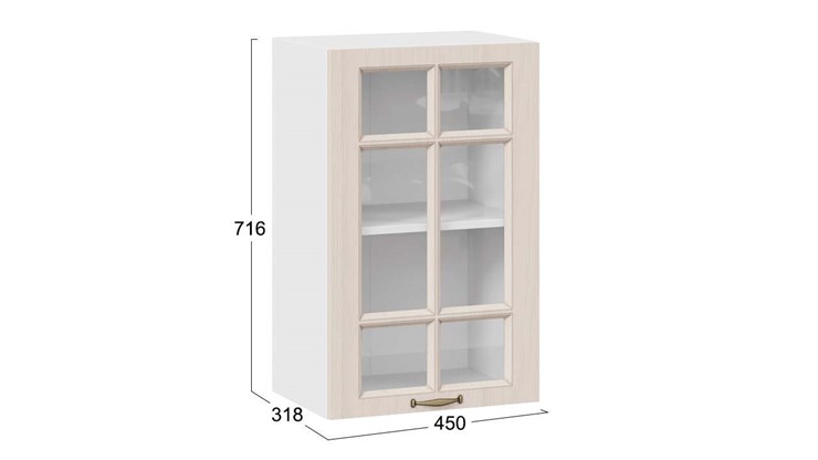 Навесной шкаф Лина 1В45С (Белый/Крем) в Элисте - изображение 2