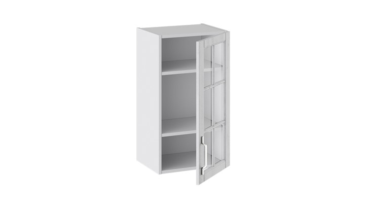 Навесной кухонный шкаф Прованс (Белый глянец/Санторини светлый) со стеклом В_72-40_1ДРс в Элисте - изображение 1