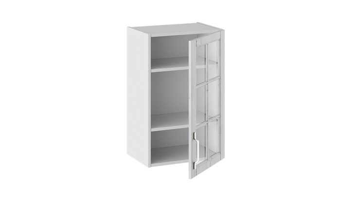 Кухонный шкаф Прованс (Белый глянец/Санторини светлый) со стеклом В_72-45_1ДРс в Элисте - изображение 1