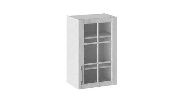 Кухонный шкаф Прованс (Белый глянец/Санторини светлый) со стеклом В_72-45_1ДРс в Элисте - изображение