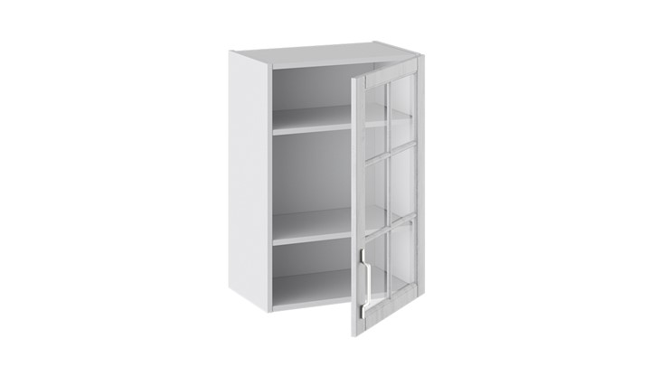 Кухонный шкаф Прованс (Белый глянец/Санторини светлый) со стеклом В_72-50_1ДРс в Элисте - изображение 1