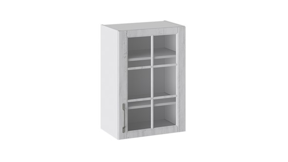 Кухонный шкаф Прованс (Белый глянец/Санторини светлый) со стеклом В_72-50_1ДРс в Элисте - изображение
