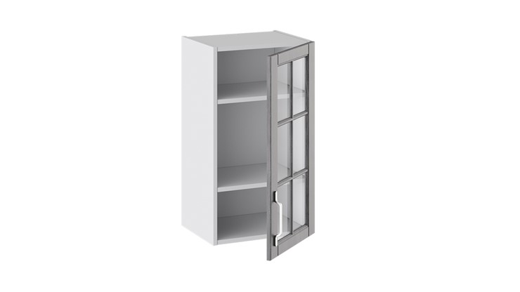 Кухонный шкаф Прованс (Белый глянец/Санторини темный) со стеклом В_72-40_1ДРс в Элисте - изображение 1