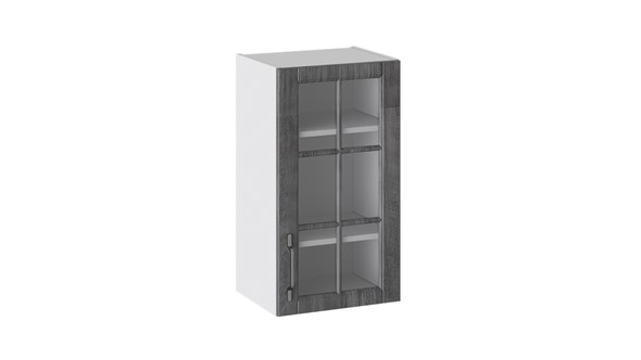 Кухонный шкаф Прованс (Белый глянец/Санторини темный) со стеклом В_72-40_1ДРс в Элисте - изображение