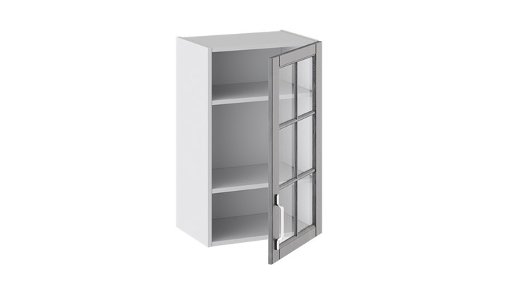 Шкаф кухонный Прованс (Белый глянец/Санторини темный) со стеклом В_72-45_1ДРс в Элисте - изображение 1