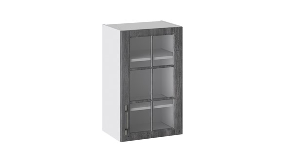 Шкаф кухонный Прованс (Белый глянец/Санторини темный) со стеклом В_72-45_1ДРс в Элисте - изображение