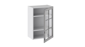 Навесной шкаф Прованс (Белый глянец/Санторини темный) со стеклом В_72-50_1ДРс в Элисте - предосмотр 1