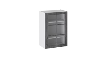 Навесной шкаф Прованс (Белый глянец/Санторини темный) со стеклом В_72-50_1ДРс в Элисте
