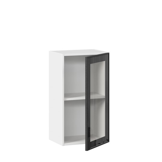 Настенный шкаф со стеклом 400 Индиго ЛД 298.320.000.102, Белый/Чёрный в Элисте - изображение 1