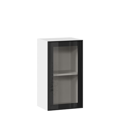 Настенный шкаф со стеклом 400 Индиго ЛД 298.320.000.102, Белый/Чёрный в Элисте - изображение