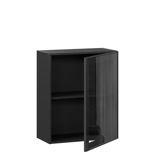 Навесной шкаф со стеклом 600 Индиго ЛД 298.350.000.063, Чёрный/Чёрный в Элисте - изображение 1