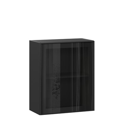 Навесной шкаф со стеклом 600 Индиго ЛД 298.350.000.063, Чёрный/Чёрный в Элисте - изображение