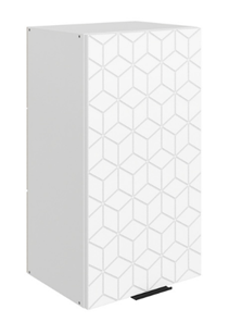 Навесной шкаф Стоун L400 Н720 (1 дв. гл.) с фрезировкой (белый/джелато софттач) в Элисте