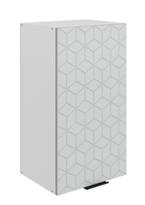 Кухонный шкаф Стоун L400 Н720 (1 дв. гл.) с фрезировкой (белый/лайт грей софттач) в Элисте