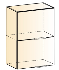 Кухонный навесной шкаф Стоун L500 Н720 (2 дв. гл.гориз.) (белый/джелато софттач) в Элисте - предосмотр 1
