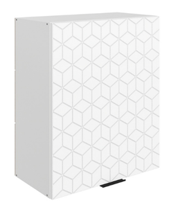 Шкаф навесной Стоун L600 Н720 (1 дв. гл.) с фрезировкой (белый/джелато софттач) в Элисте - предосмотр